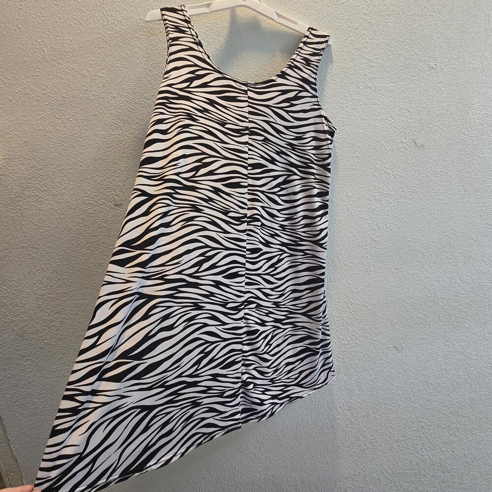 Jostar Zebra Print Dress Large Black‎ White Sleeveless Stretch Made USA